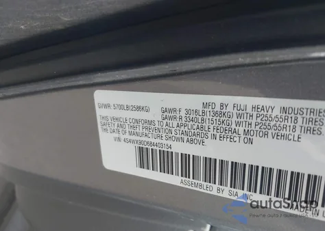 2008 Subaru Tribeca Limited 7-Passenger z USA, uszkodzony, nr VIN 4S4WX90D684403154